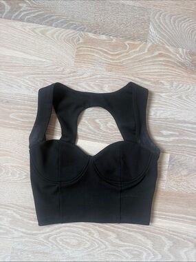 Black Structured Crop Top - Women Tops